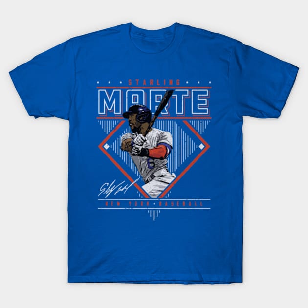 Starling Marte New York M Diamond Name T-Shirt by danlintonpro